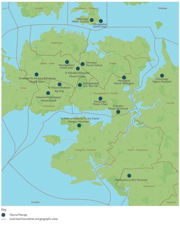 Tūpuna Maunga map of Auckland.