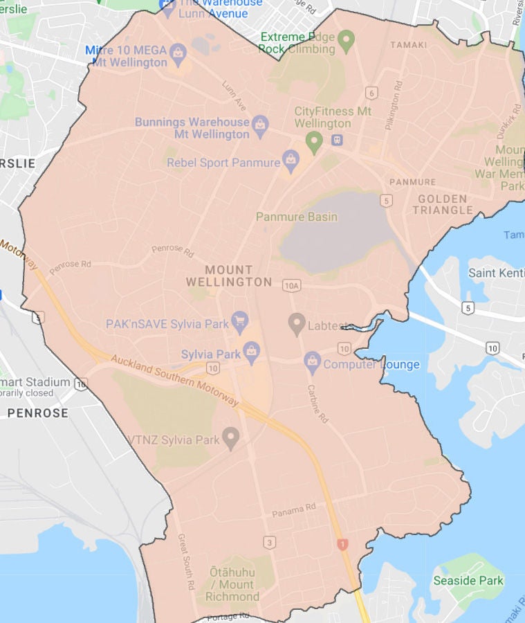 Map of Mount Wellington licensing trust area.